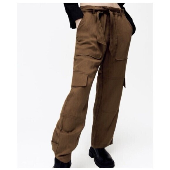 Zara Pants - ZARA NEW WOMAN WIDE LEGS, BROWN,VISCOSE PANTS SIZE LARGE